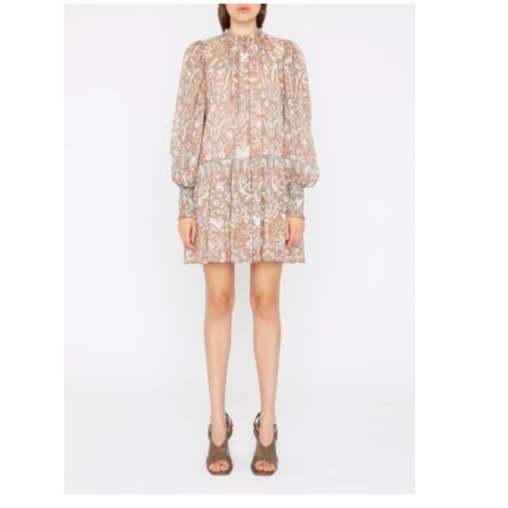 Ulla Johnson Maja Dropped Waist Cotton-Blend Mini Dress Women’s Brown Size 14 - Picture 1 of 10